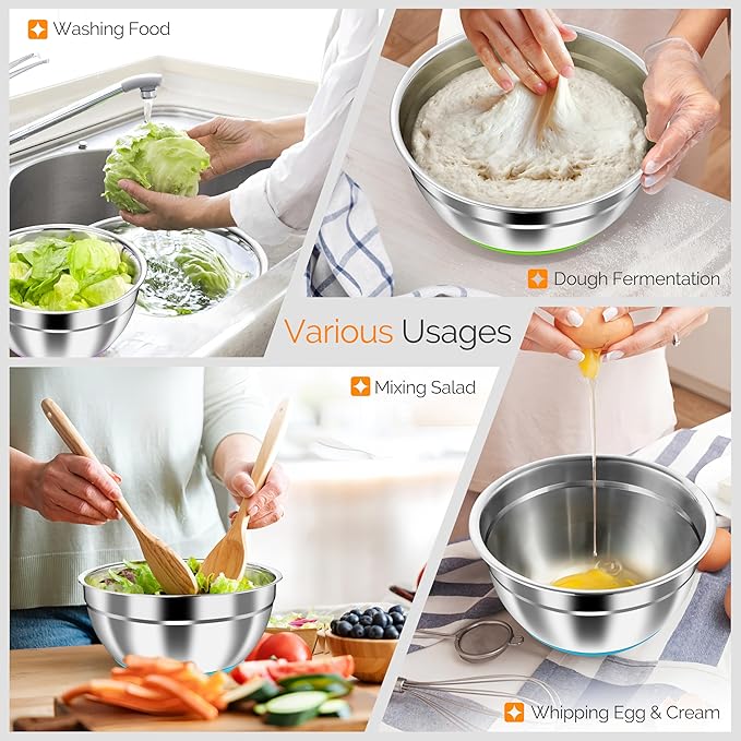 HaWare Mixing Bowls, 24-Piece Stainless Steel Salad Serving Bowl - Image 6