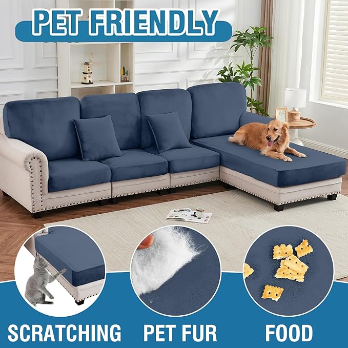 Couch Cover Stretch Velvet Sofa Cushion Cover 2-Piece - Image 5