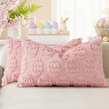 decorUhome Easter Pink Egg Pillow Covers 12x20 Inch Set of 2, Soft Plush Faux by decorUhome