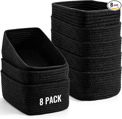 8 Pack Small Storage Baskets for Organizing, Woven Rope Bins for Bathroom by Unknown
