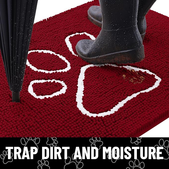 Smiry Dog Door Mat for Muddy Paws, Absorbent Dirt Trapper Non Slip Quick Dry - Image 2