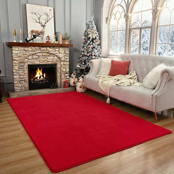 Amearea Large Modern Area Rugs for Bedroom Living Room, 5x8 Feet Red Thickened - Image 9