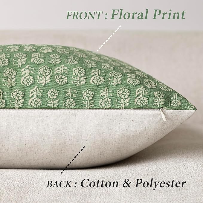 Foindtower Set of 2 Decorative Vintage Floral Print Throw Pillow Covers Neutral - Image 2