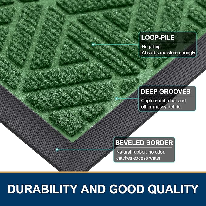 Smiry Front Door Mat Outside Entrance, Heavy Duty Sturdy Natural Rubber Doormat - Image 4