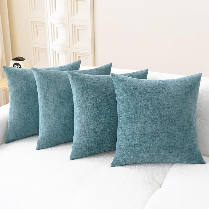 CaliTime Throw Pillow Covers Decorative 18 X 18 Inches Pack of 4 Cozy Chenille by CaliTime