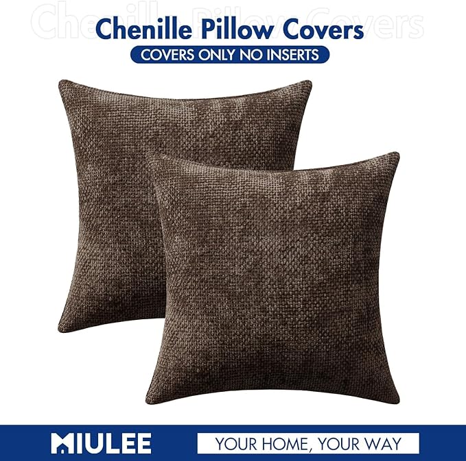 MIULEE Pack of 2 Couch Throw Pillow Covers 16x16 Inch Neutral Dark Brown Boho - Image 6