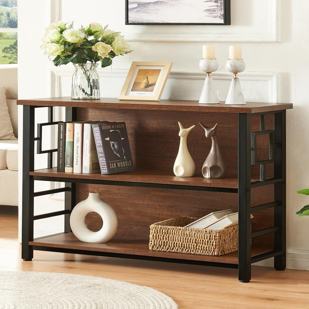 HOMISSUE Book Shelf, 3 Tier Long Bookshelf with Storage, Engineered Wood and ...