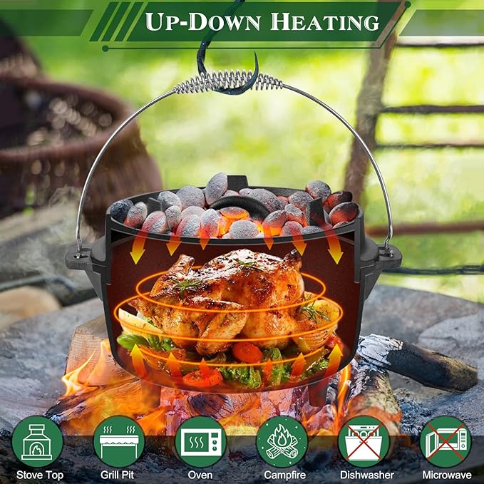 5QT Cast Iron Dutch Oven with Stainless Steel Scrubber, HaSteeL 2-In-1 - Image 4