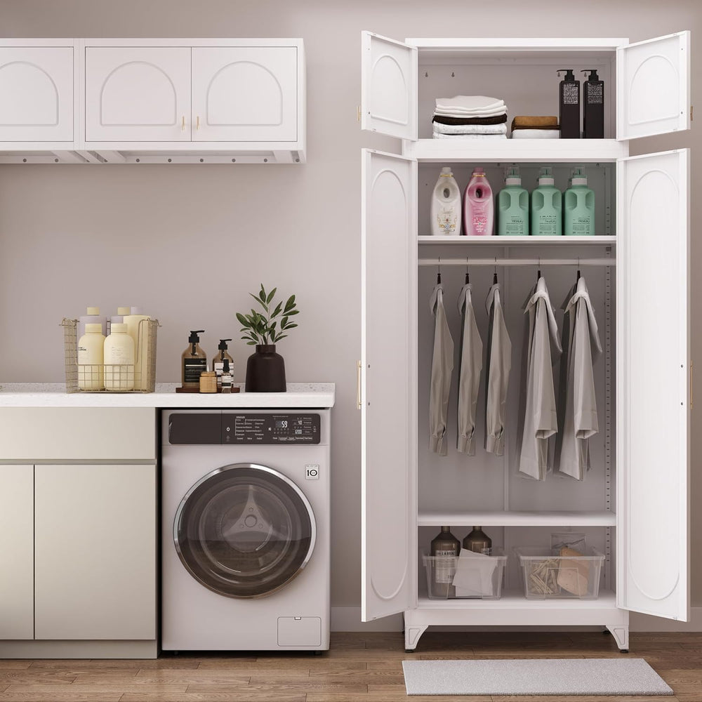 Armoire Wardrobe Closet with Hanging Rod and 2 Adjustable Shelves