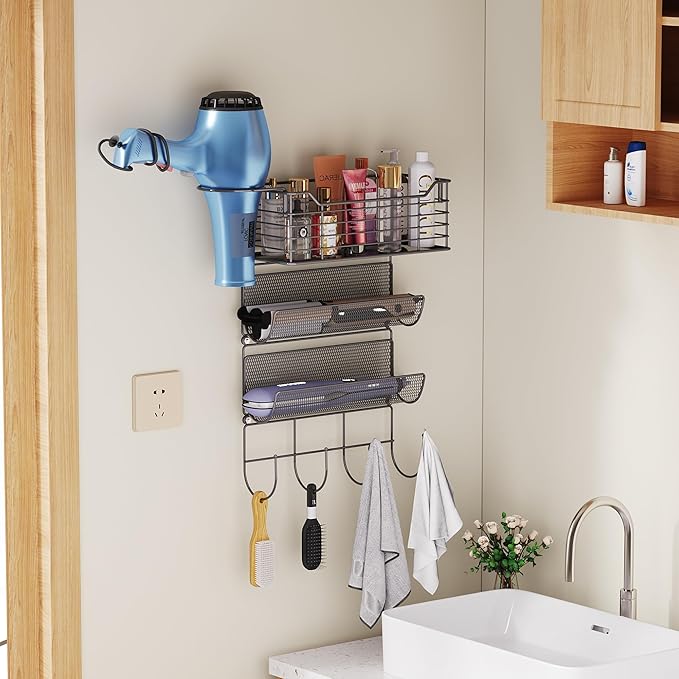 VITVITI Metal Hair Tool Organizer Wall Mount, Hair Dryer Holder - Image 3