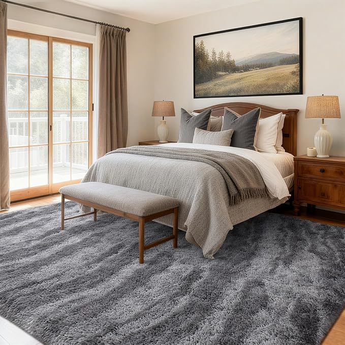 Area Rugs for Living Room, Tie-Dyed 6x9 Feet Soft Fluffy Shagg Plush Rug High - Image 2