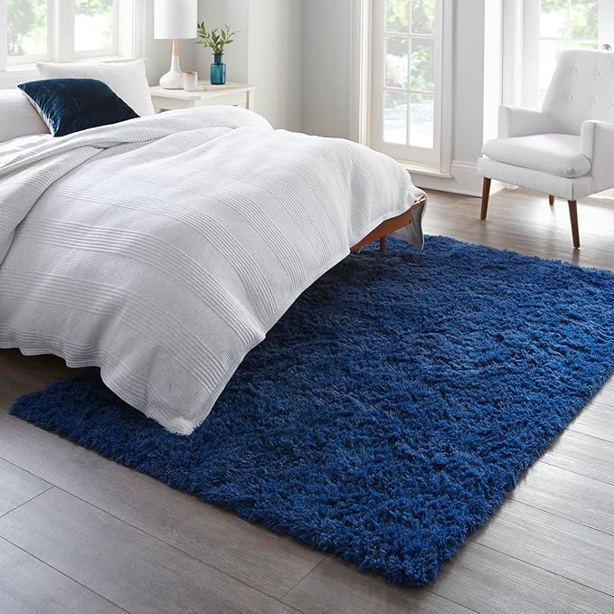 Ophanie 6x9 Blue Rugs for Living Room, Large Fluffy Shag Fuzzy Plush Soft Area - Image 3