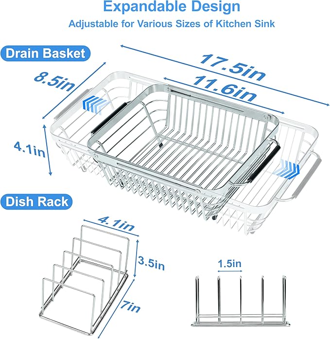 Dish Drying Rack Over The Sink, Stainless Steel Dish Racks