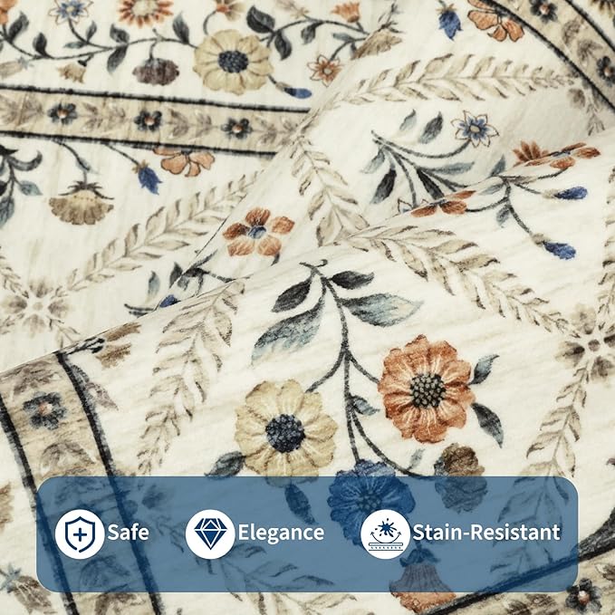 Washable Kitchen Runner 2x6 Non-Slip Floral Carpet Runner - Image 4