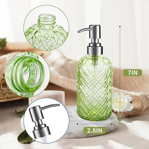 14 Oz Refillable Glass Soap Dispenser - Image 2