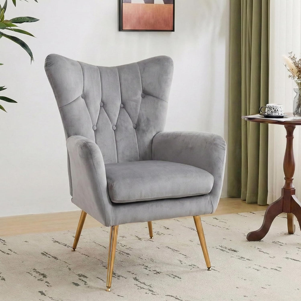 Container Furniture Direct Modern Chic Mid-Century Velvet Accent Armchair for...