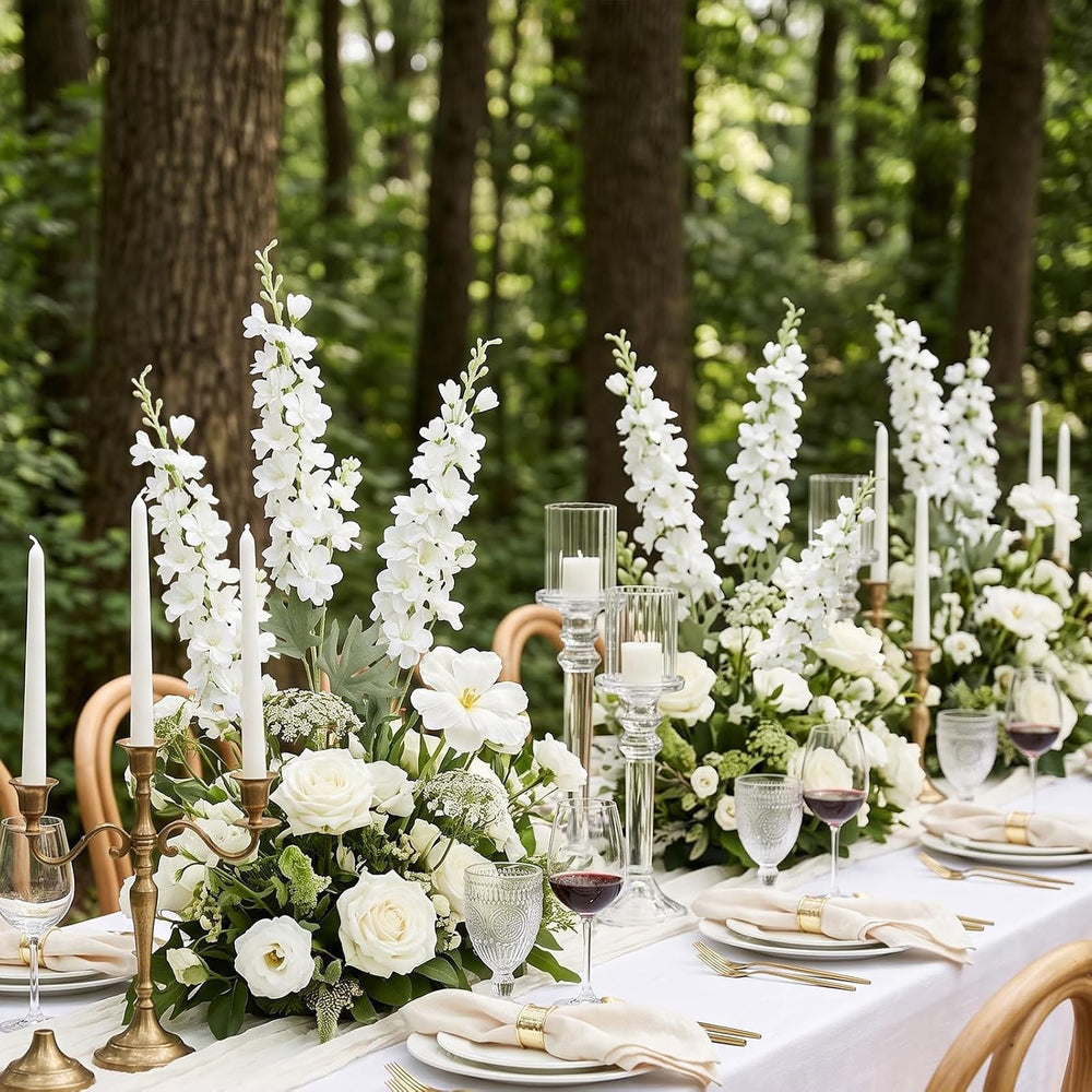 16Pcs White Delphinium Artificial Flowers 33.5" Long Stem Wedding Flower