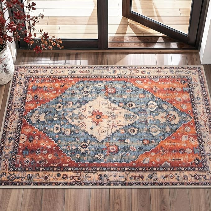 SERISSA Boho Rugs for Entryway, 2x3 Tribal Entryway Rug Non-Slip Washable Small by SERISSAHomeDecorCollection