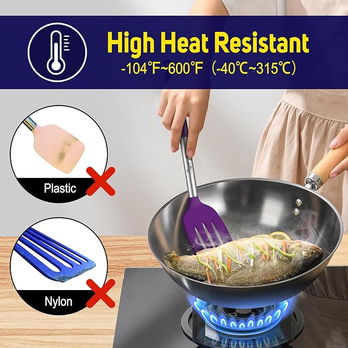 HOTEC Silicone Spatula Set of 2 Heat-Resistant 600°F & BPA-Free Kitchen - Image 2