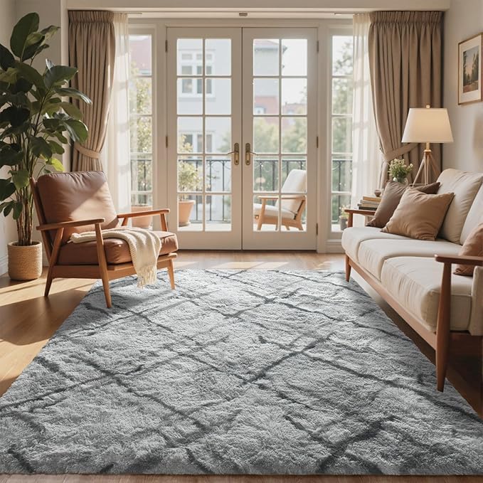 5x7 Ft Large Shag Rugs for Bedroom Living Room, Tie Dyed Ultra Soft Fluffy - Image 2
