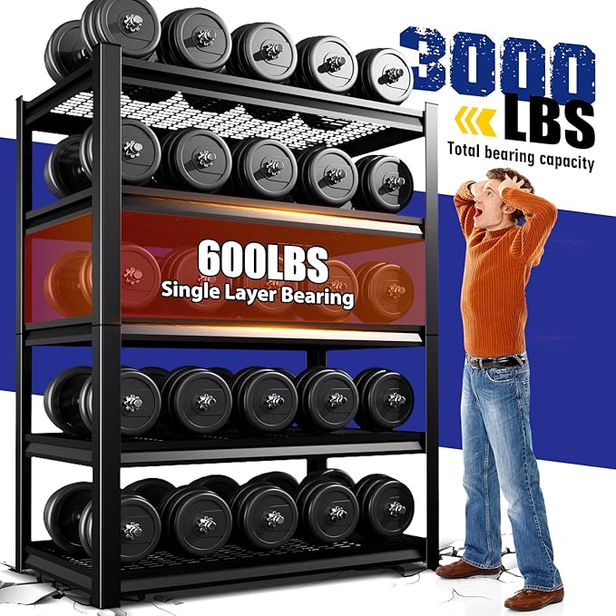 Garage Shelving-3000 lbs 5 Tier Storage Shelves, Adjustable Heavy Duty Metal - Image 7