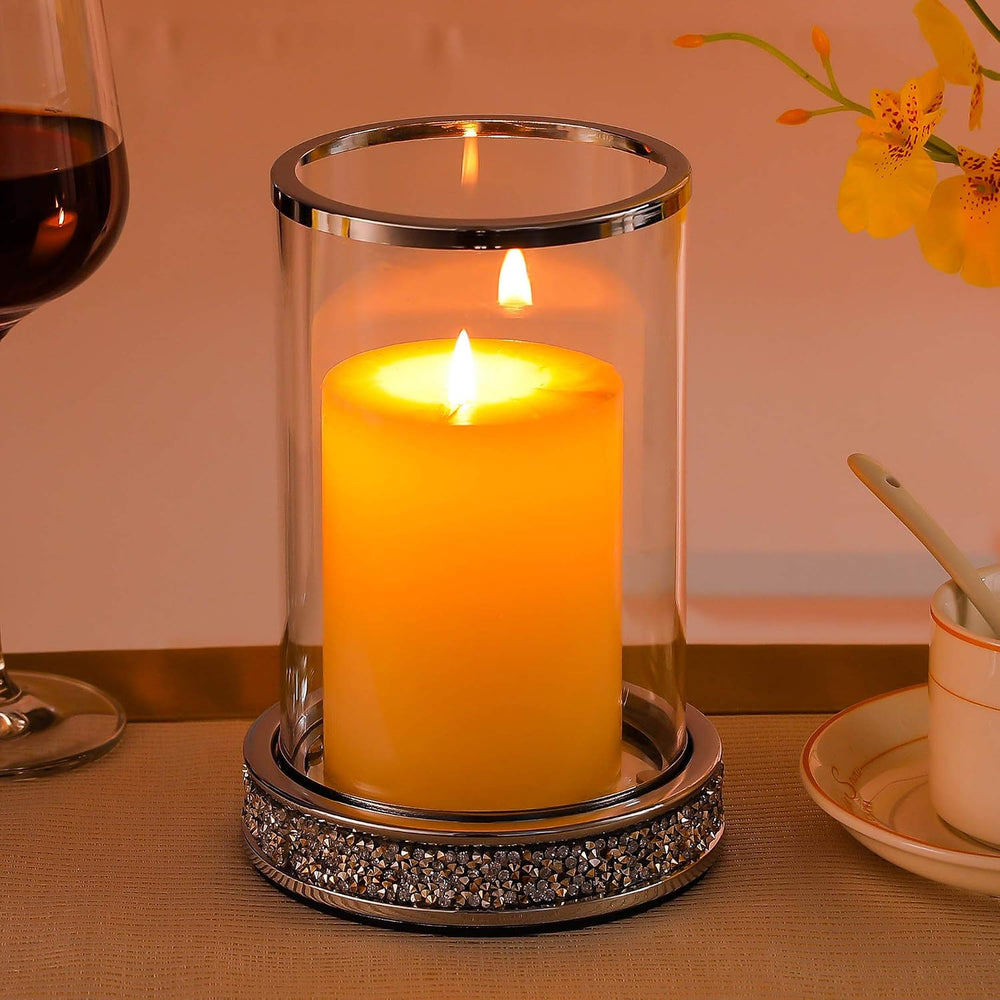Pillar Candle Holders set of 2,Hurricane Candle Holders for Pillar Candle,Gla...