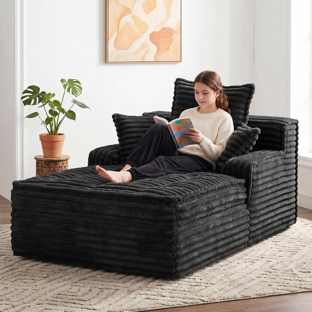 Boneless Chaise Lounge Couch Indoor, Small Corduroy Upholstered Sleeper Sofa ...