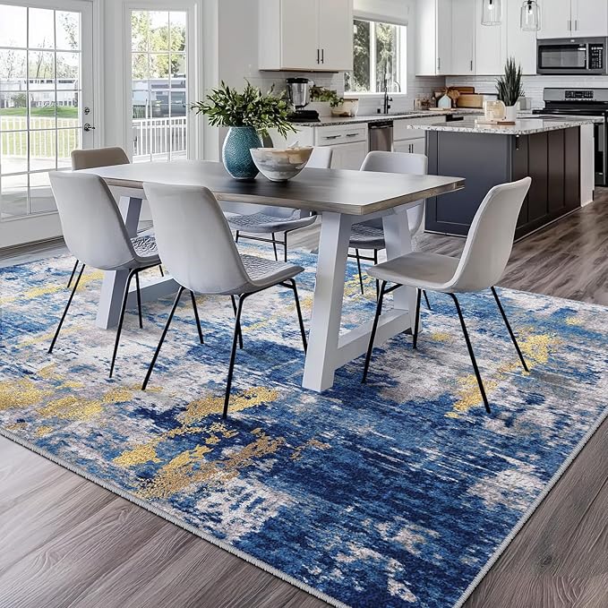 Washable Area Rugs 10'x14' Non-Slip Modern Abstract Soft - Image 3