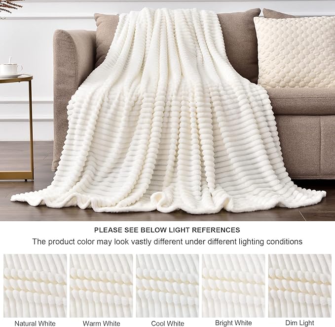 BEDELITE Fleece Blanket Queen Size – 3D Ribbed Jacquard Soft and Warm - Image 3