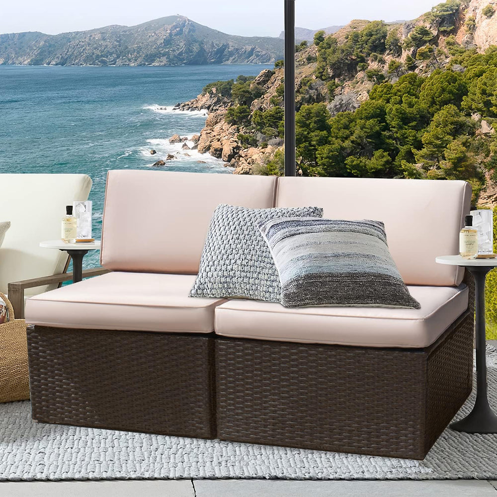 Devoko 2 Pieces Patio Furniture Sets,Outdoor Sofa,Small Sectional Couch
