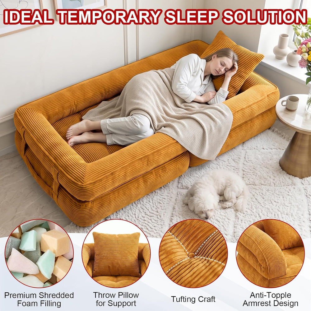 Folding Sofa Bed, Convertible Sleeper Chair with Pillow for Bedroom
