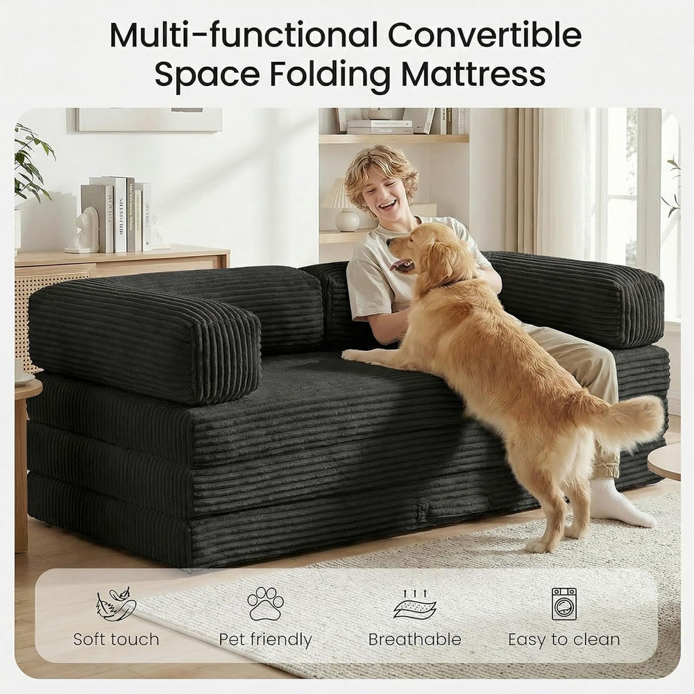 Erament Futon Sofa Bed, Convertible Tri-Folding Mattress Foldable Mattress wi...