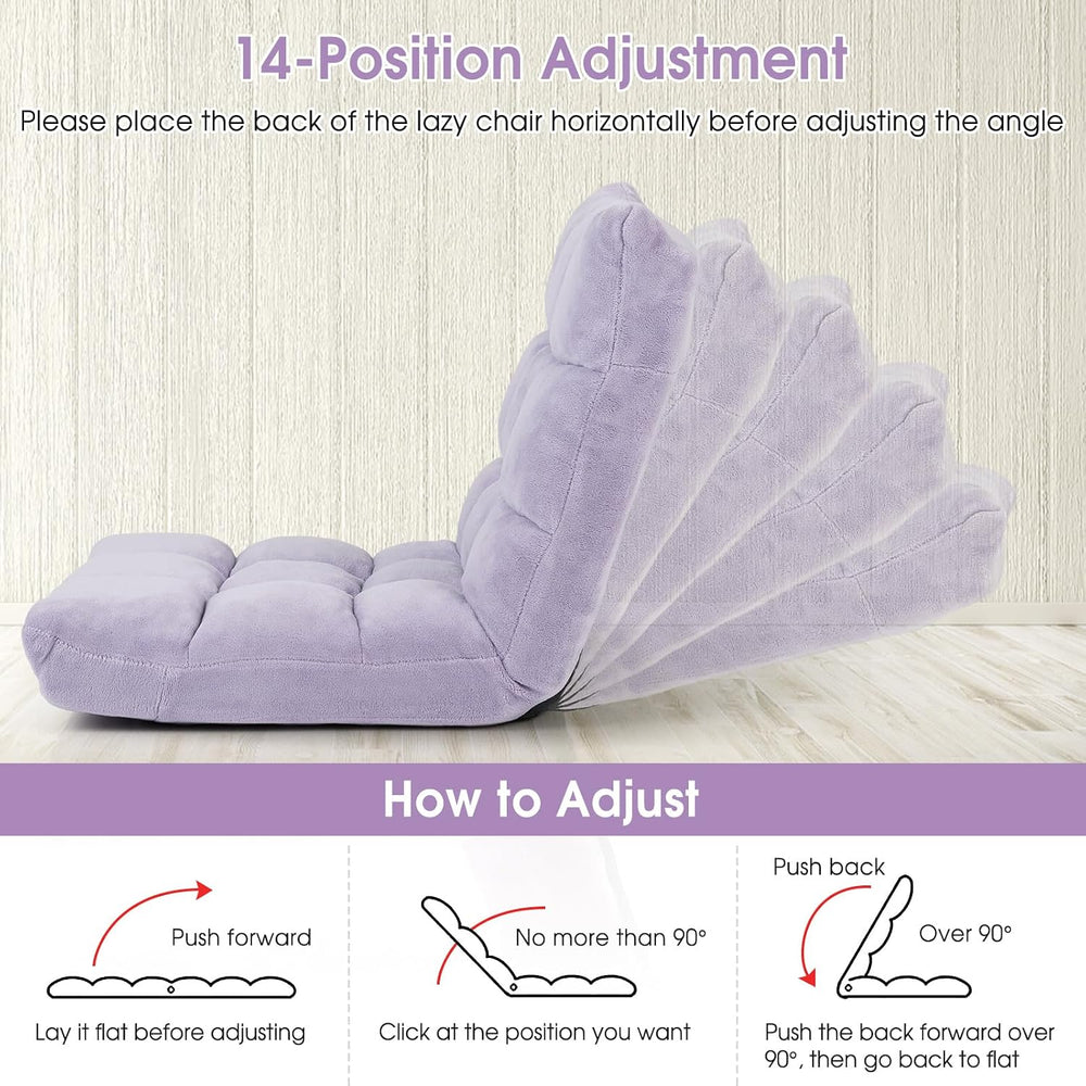 S AFSTAR Cushioned Floor Chair, 14-Position Adjustable Padded Lazy Recliner w...