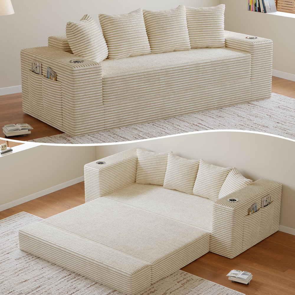 78" Boneless Couch for Living Room, Futon Sleeper Sofa Bed