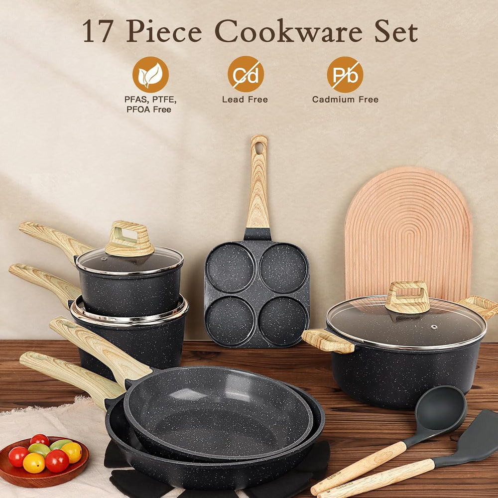 GiPP Ceramic Pots and Pans Set Non Stick - 17 Pcs Nonstick Cookware Set, Non-...