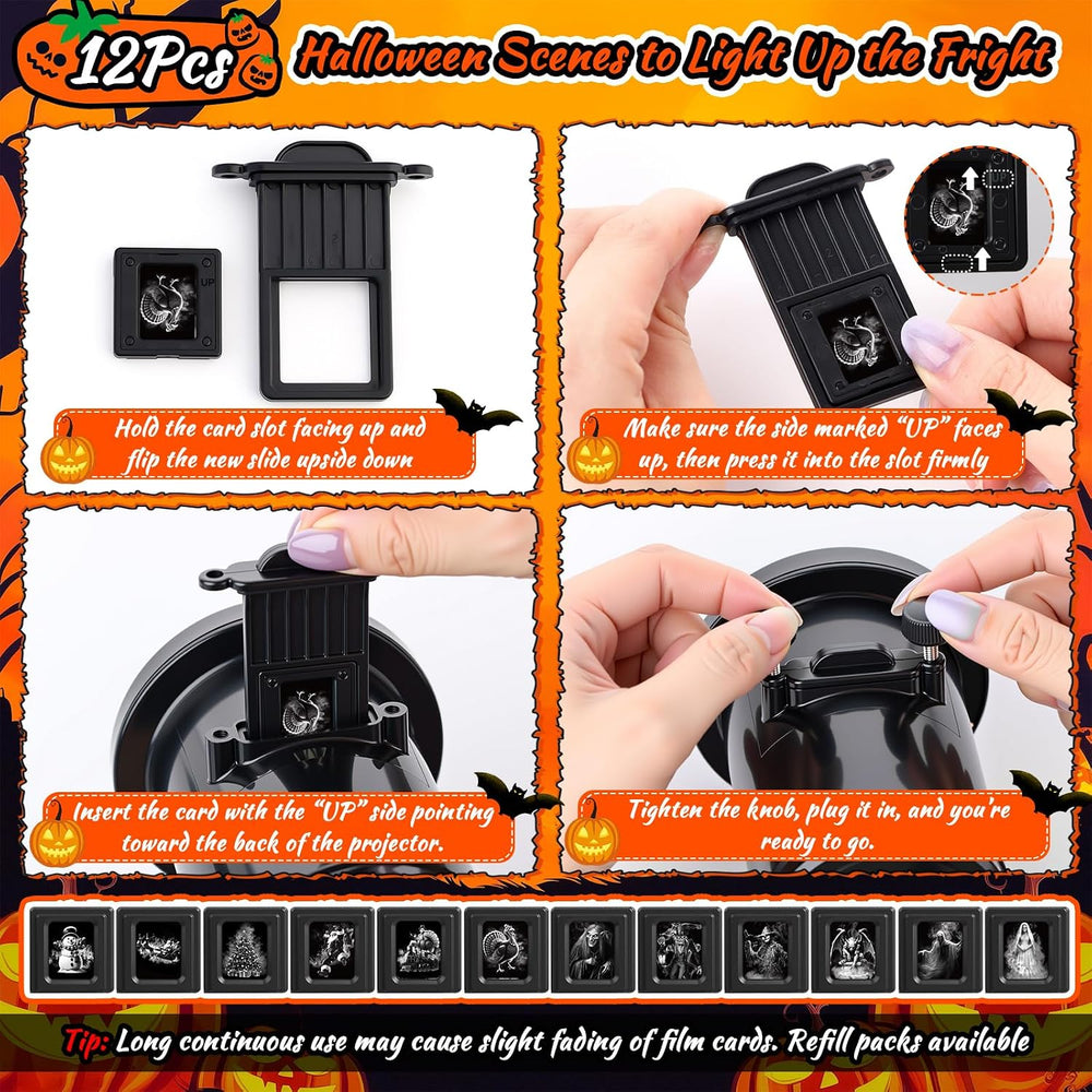 12 in 1 Halloween Decorations Outdoor 3D Dynamic Projector Light