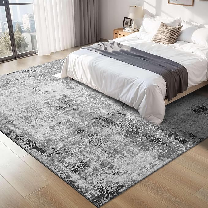 Living Room Rug 6x9 Gray Area Rug Machine Washable Boho Carpet Non Slip - Image 2