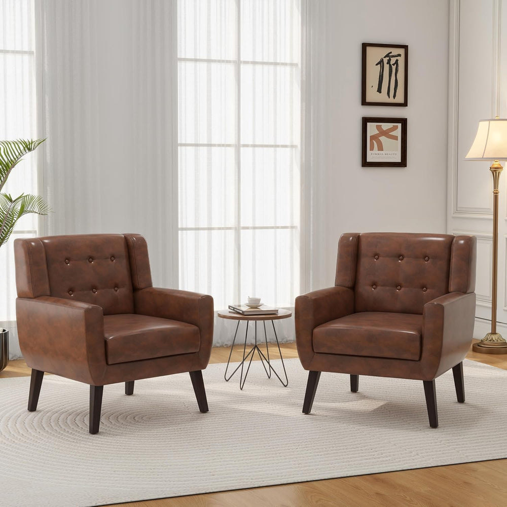 Accent Chairs Set of 2, Comfy Reading Armchair, Coffee
