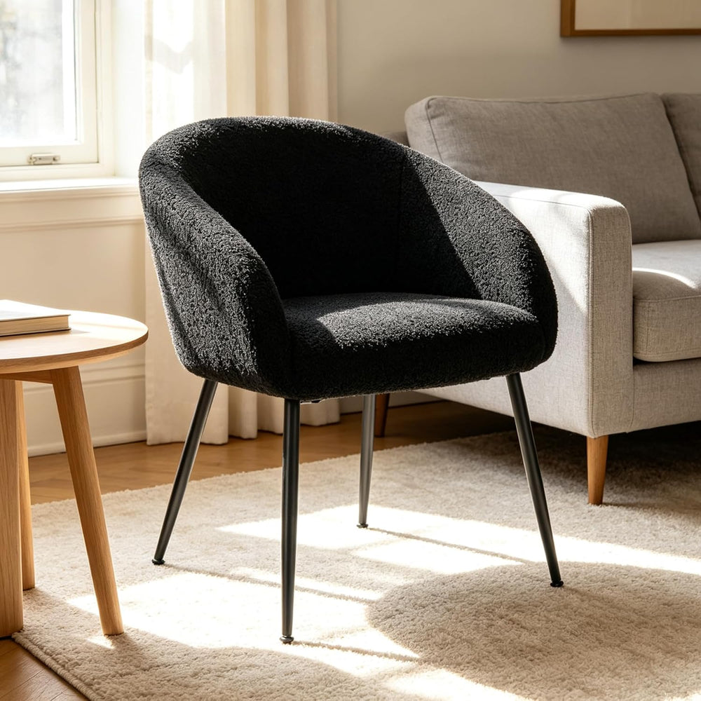 YDcosyfy Modern Small Accent Chair, Comfy Sherpa Makeup Vanity Chair with Met...