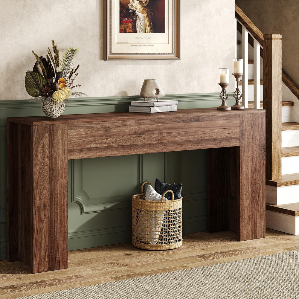 UNIQUITE 63-Inch Long Console Table with RGB LED Lights, Extra Wide and Thick...
