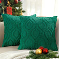 decorUhome Throw Pillow Covers 18x18 Inch Set of 2, Soft Plush Faux Wool Green by decorUhome