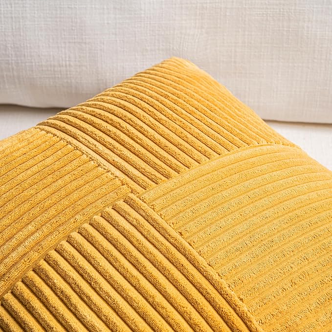 Fancy Homi 2 Packs Gold Yellow Lumbar Decorative Throw Pillow Covers 16x32 Inch - Image 3
