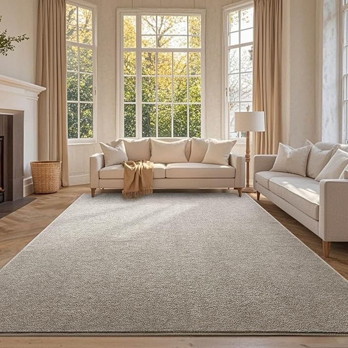 FinRèc 6x9 Washable Area Rugs for Bedroom Living Room, Low Pile Thin Rug Solid by FinRe%CC%80cHome