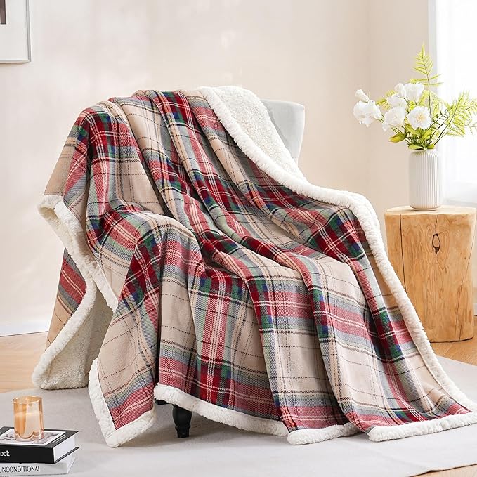 PU MEI Sherpa Fleece Throw Blanket 80" x 90" Reversible Plush Fluffy Large Big by HOME