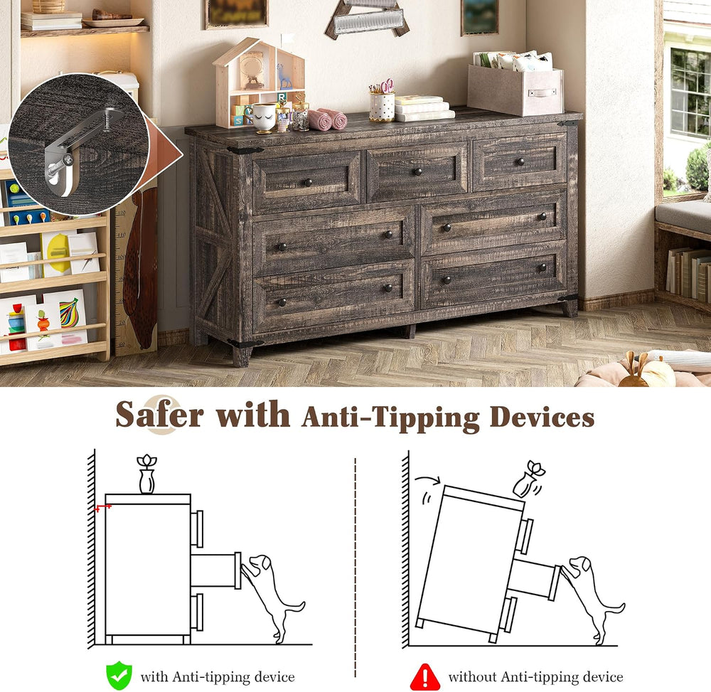 EnHomee Farmhouse Dresser for Bedroom, 51.2" W Dresser TV Stand for 60&q...