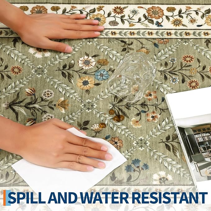 6x9 Machine Washable Area Rugs for Living Room Floral Stain Resistant Soft - Image 6