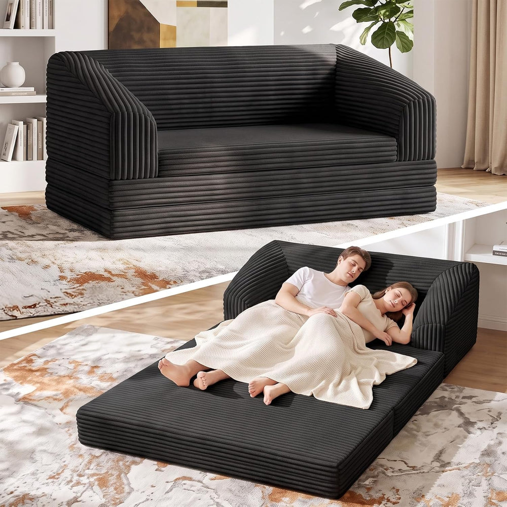Convertible Sofa Bed, Boneless Loveseat Sleeper Folding Couch Bed with Backre...