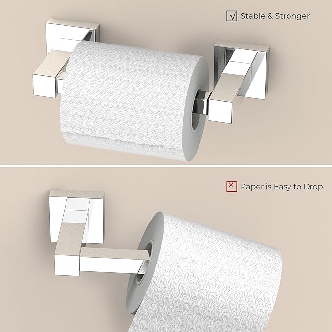 FORIOUS Toilet Paper Holder Set Wall Mount, SUS 304 Stainless Steel Pivoting - Image 4