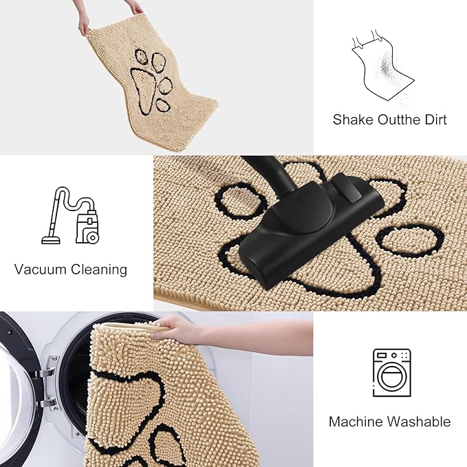 Smiry Dog Door Mat for Muddy Paws, Absorbent Dirt Trapper Non Slip Quick Dry - Image 6