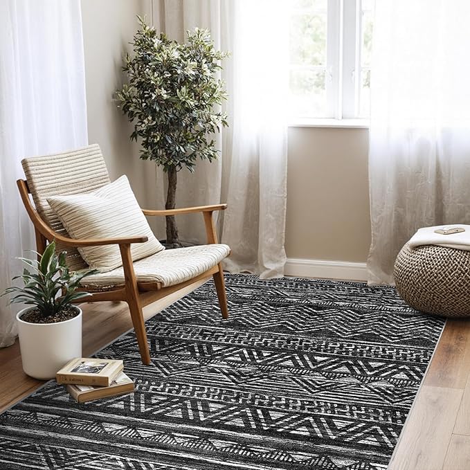 4x5 Washable Entryway Area Rug: Modern Moroccan Runner Rugs Indoor Soft Non